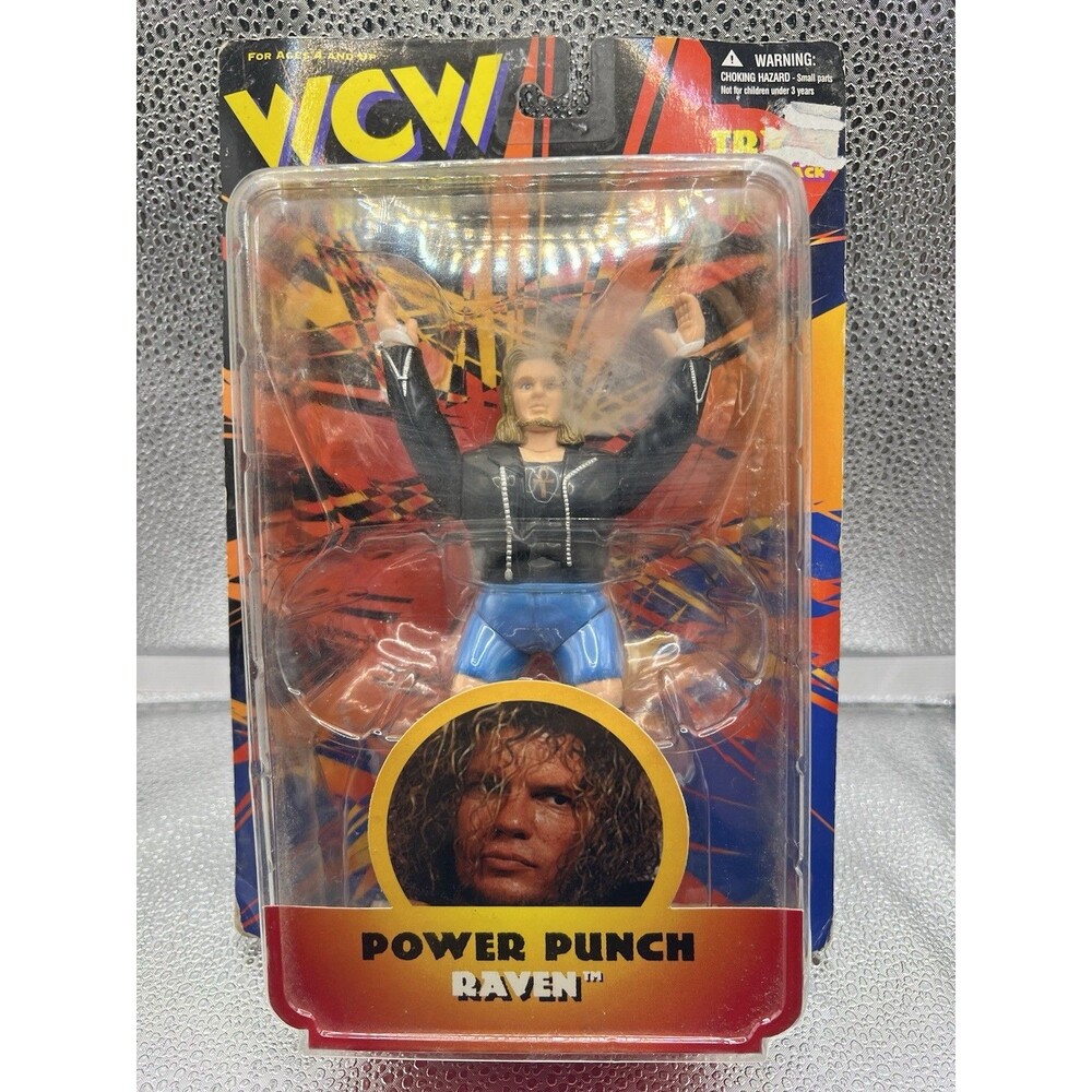 WCW RAVEN POWER PUNCH FIGURE WRESTLER 1998 WRESTLING TOYMAKERS NEW